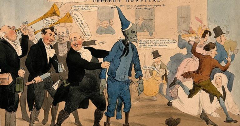 2 A_group_of_doctors_parade_a_dummy_with_a_skeletons_head_rep_Wellcome_V0011030