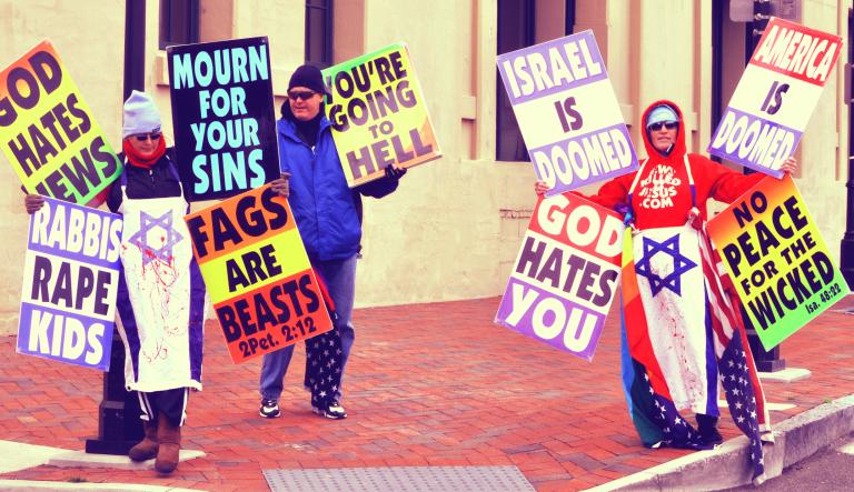 A Westboro Baptist Church protest. 