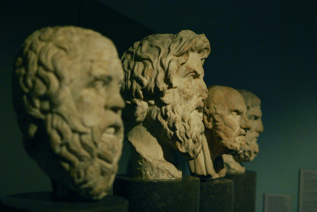 Sokrates, Antisthenes, Chrysippos, Epikouros. Photo courtesy of Matt Neale/Wikimedia Commons