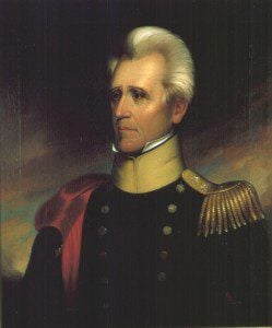 U.S. President Andrew Jackson in military uniform. 