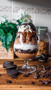 Decadent chocolate parfait with Oreo cookies