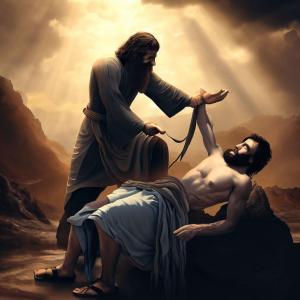 Why Was Abraham Asked to Sacrifice Issac? Created By Rebecca Keene using Bing Image creator.