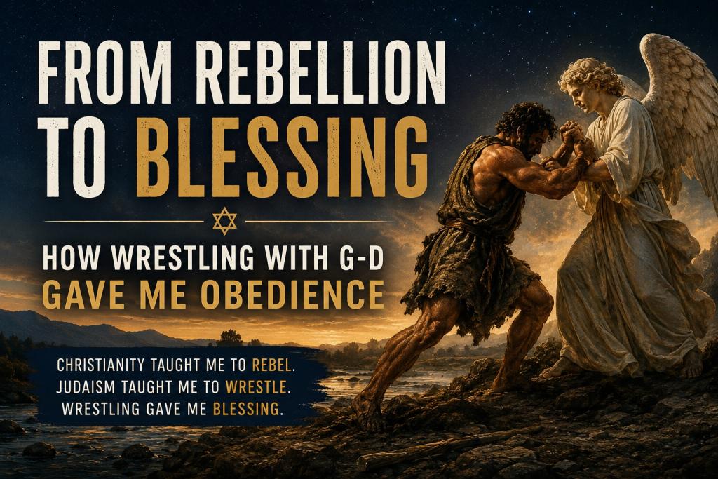 Wrestling With G-d Created with ChatGPT by Rebecca Keene