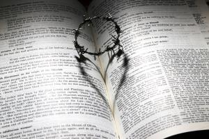 Shadow of a heart on a Bible