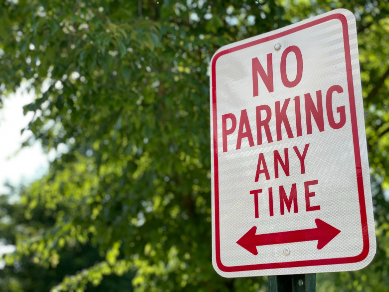 A sign saying no parking at any time.