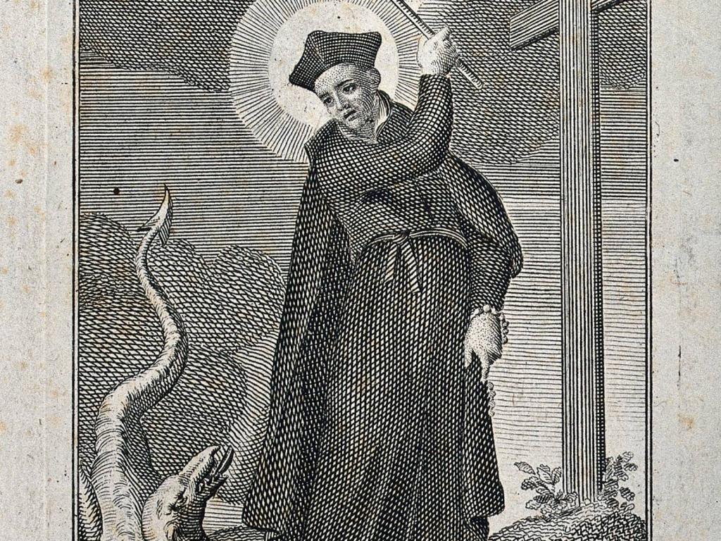 St. Ignatius battling serpent