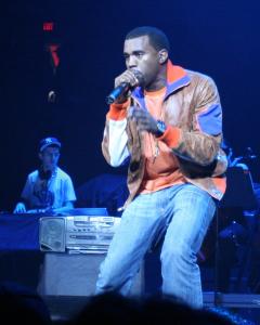 Kanye West performing.