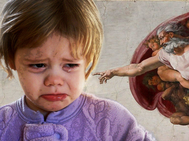 Crying Child Blames God for Her Problems. 