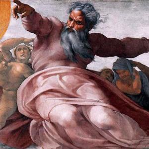 The Creation of the Sun, Moon and Vegetation by Michelangelo.