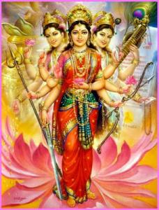 Tridevi, the goddess trinity of supreme divinity.