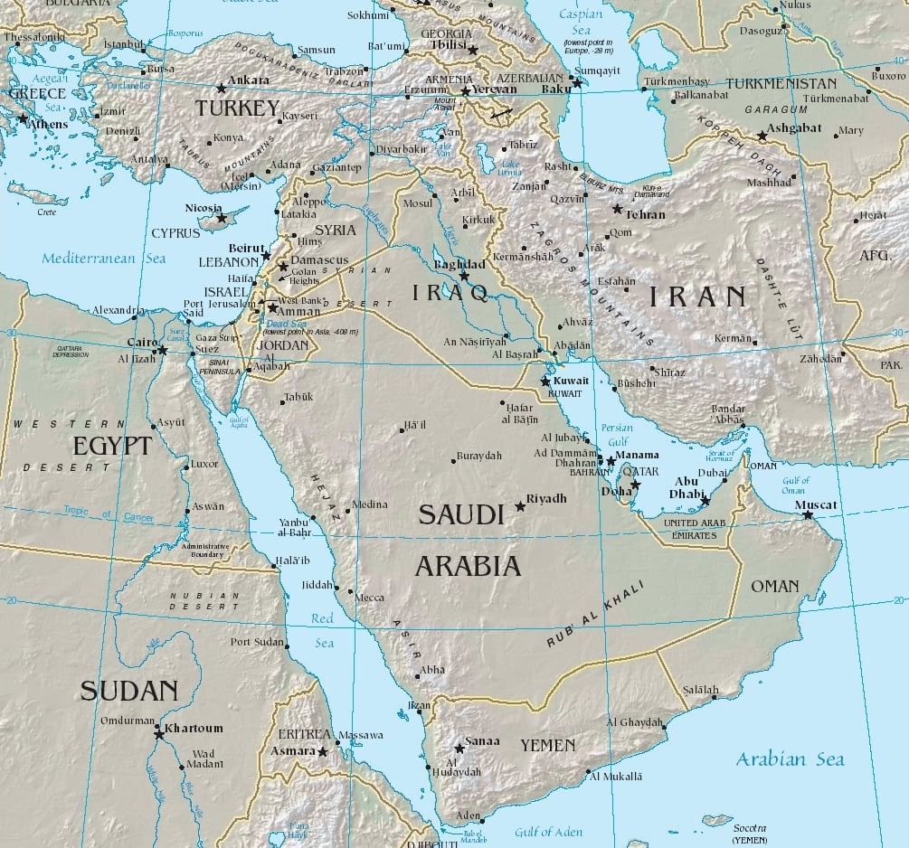 map of the middle east