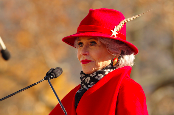 Jane Fonda giving speech