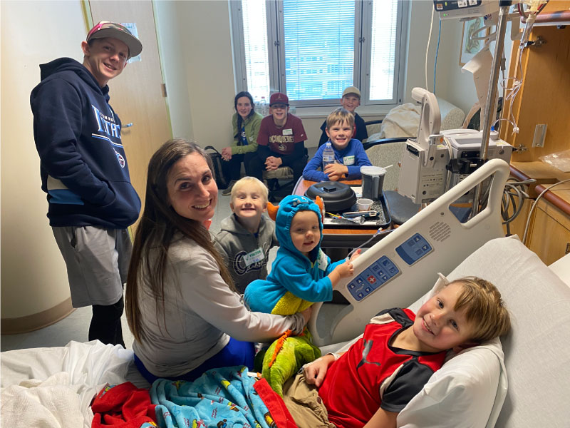 Benjamin's siblings visiting him at Vanderbilt Hospital.