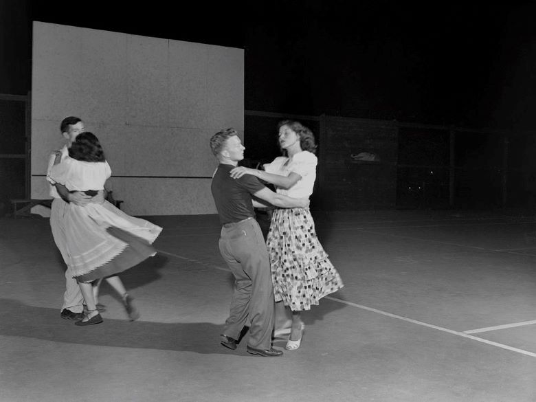 Folk Dancing on Tennis Court Oak Ridge 1948