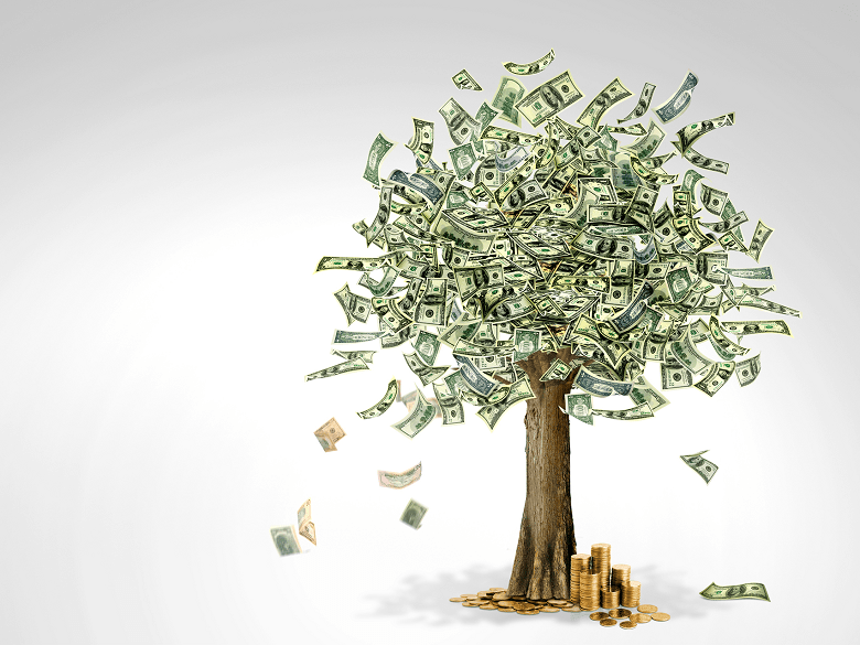 Tree made out of money