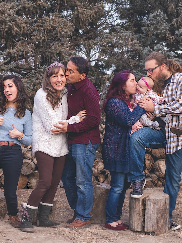 A group of friends and family sharing a funny group photo 