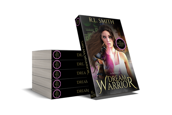 book cover for Dream Warrior is displayed against other copies