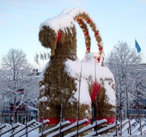 Yule goat in Sweden, 2009. Astrology of Winter Solstice.