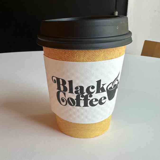 Cup of coffee from The Black Coffee Co in Atlanta, GA.