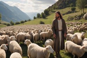 Jesus with Sheep 