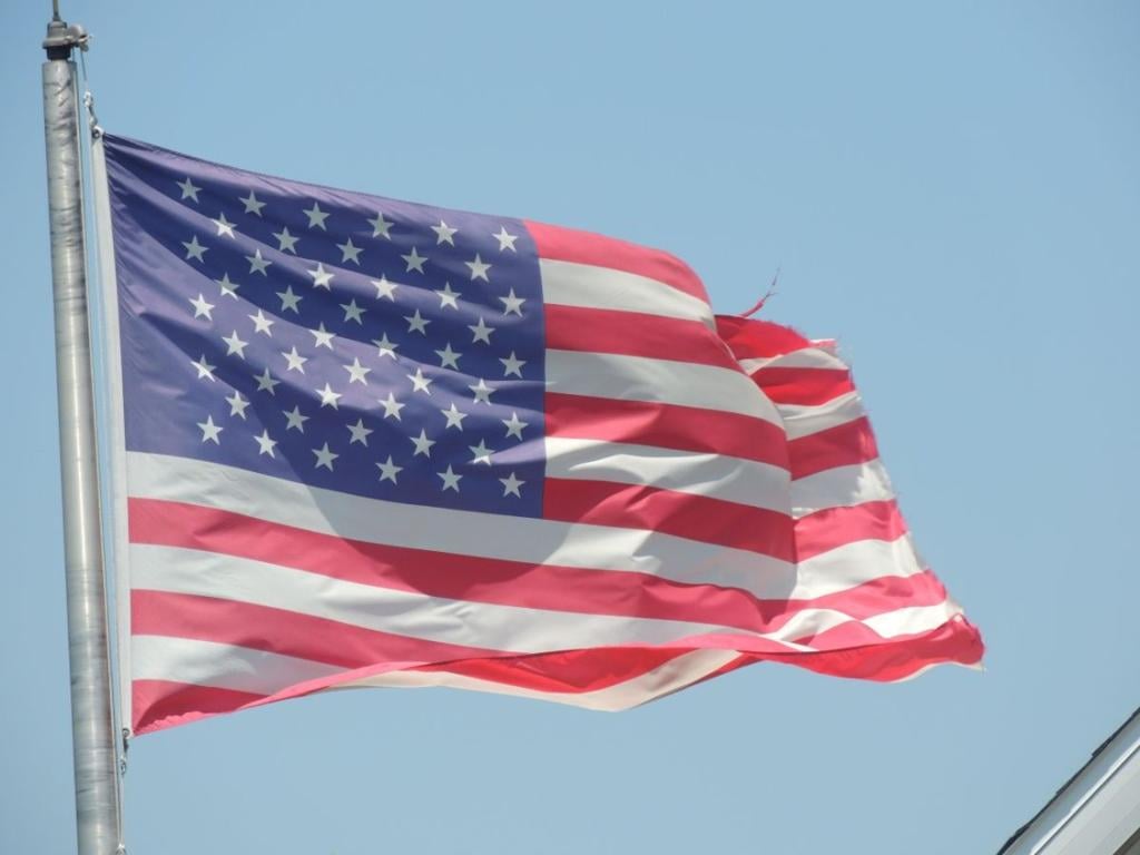 US flag flying from pole