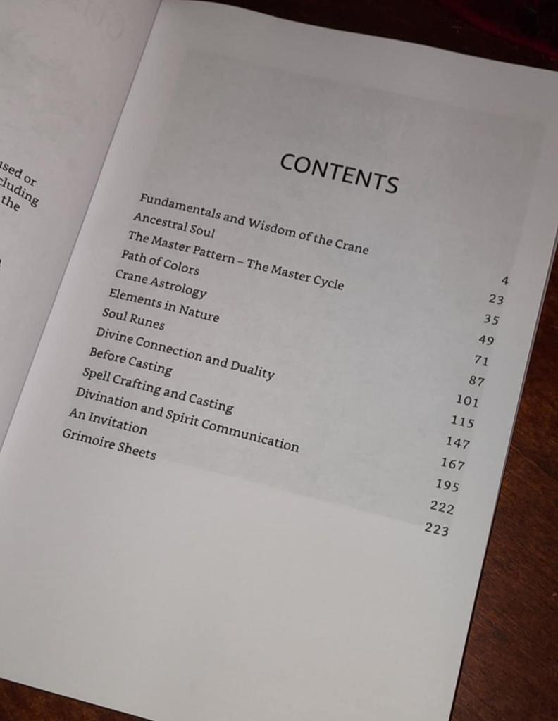 book, table of contents page