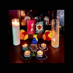 candles burning on an altar
