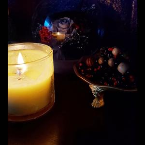 candle and roses