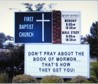 Unintentionally funny anti-Mormon church sign.