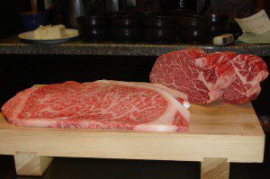 Japanese Kobe beef on display