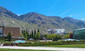 BYU's main quad in the summer