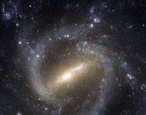 a barred spiral galaxy as seen from the Hubble space telescope