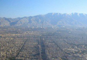 Tehran, with mountains