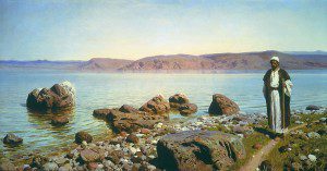 Vassily Polenov, "On the Tiberiad Lake" (1888) Lake of Tiberias is one of the names for the Sea of Galilee. (Click to enlarge.) 