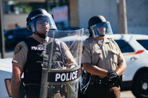 Ferguson with riot gear