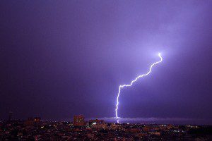 Lightning in a Japanese sky