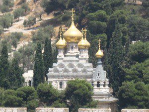Golden domes on Jabal al-Zaytun