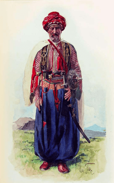 A Yezidi man in traditional attire