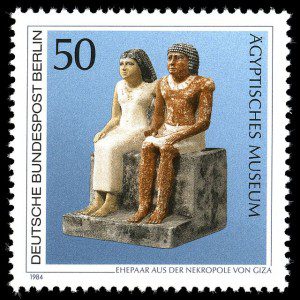 German stamp of seated Egyptian couple