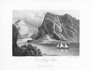 Lorelei in 1840 with sailboat