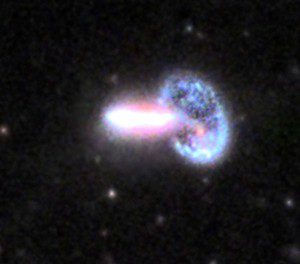 Two colliding galaxies