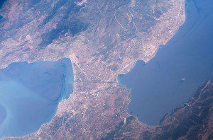 Satellite view of Isthmus of Corinth