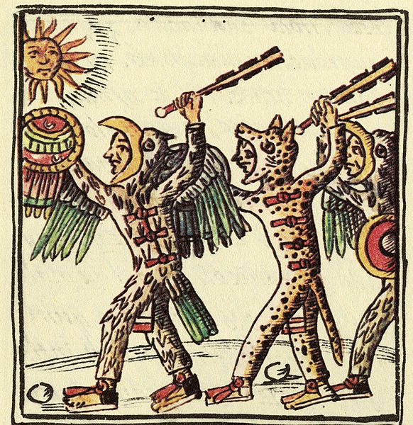 Florentine Codex illustration of Aztec warriors