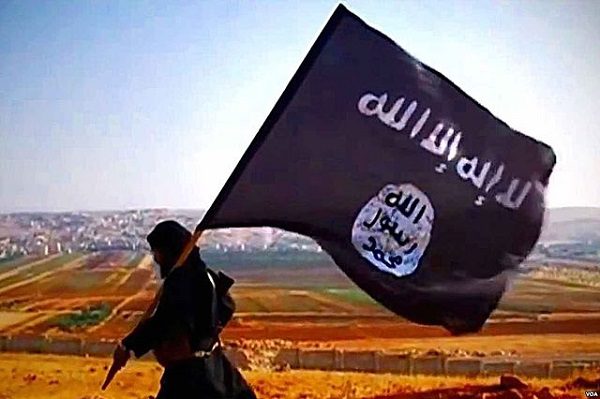 ISIS flag and flag-bearer