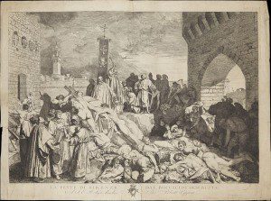 Boccaccio's depiction of the Plague, depicted