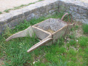 A really old wheel barrow