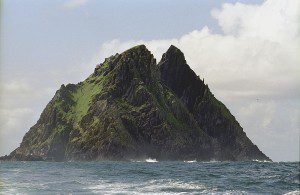 Skellig Michael island with waves