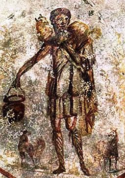 Catacomb painting of Jesus as shepherd