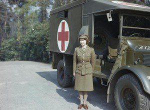 QE II as driver at end of WWII