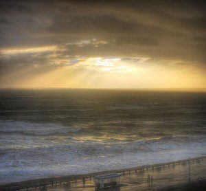 light breaking through clouds at Brighton
